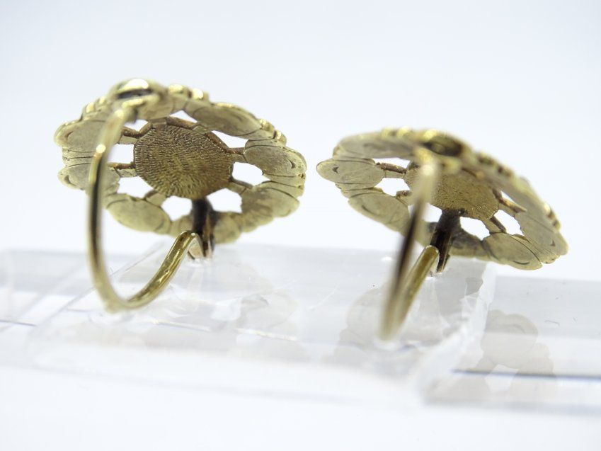 Pendientes isabelinos charros antiguos, oro 18k y diamante talla antigua