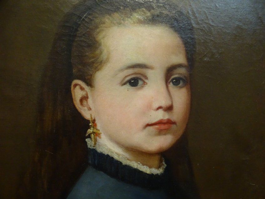 Retrato de Niña en tondo , escuela francesa S