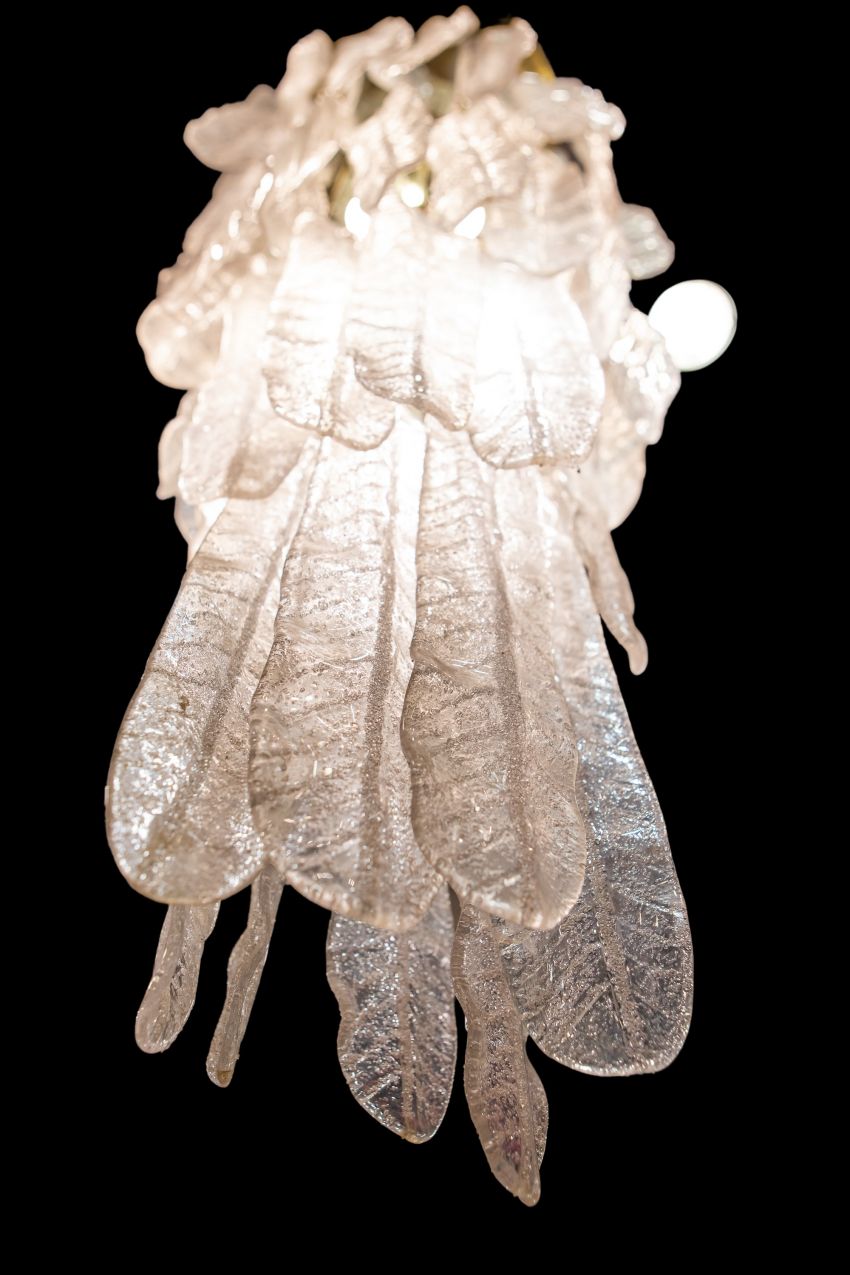 Lámpara diseño Mazzega, en cristal de murano efecto frozen, 70s