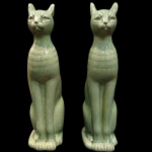 Pareja de gatos esfinge, cerámica esmaltada italiana, 60s