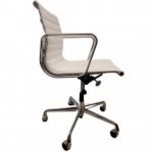 Silla de trabajo o escritorio, modelo EA 108, cuero blanco y acero, Charles y Ray Eames para Vitra, 50´s   EEUU