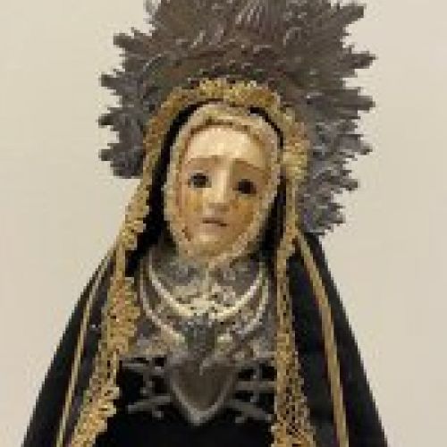 Virgen Dolorosa o de los 7 dolores, obra de candelero o capipota (cap i pota) S.XIX