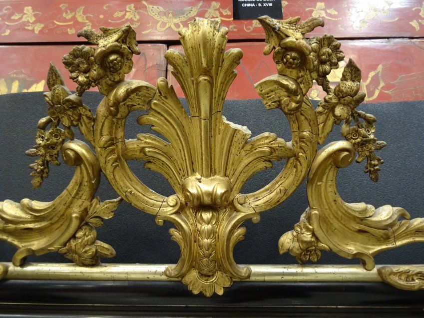Espejo antiguo Napoleón III- laca y pan de oro