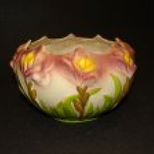 Macetero de cerámica con flores, estilo Massier